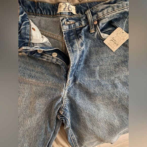 Free People Blue Boyfriend Jeans with Distressed Cropped Style - Picture 5 of 5